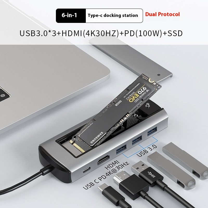 6-in-1 USB Type-C Docking Station & 8-in-1 Hard Disk Box - Multi-Port Hub for Enhanced Connectivity - Image 7