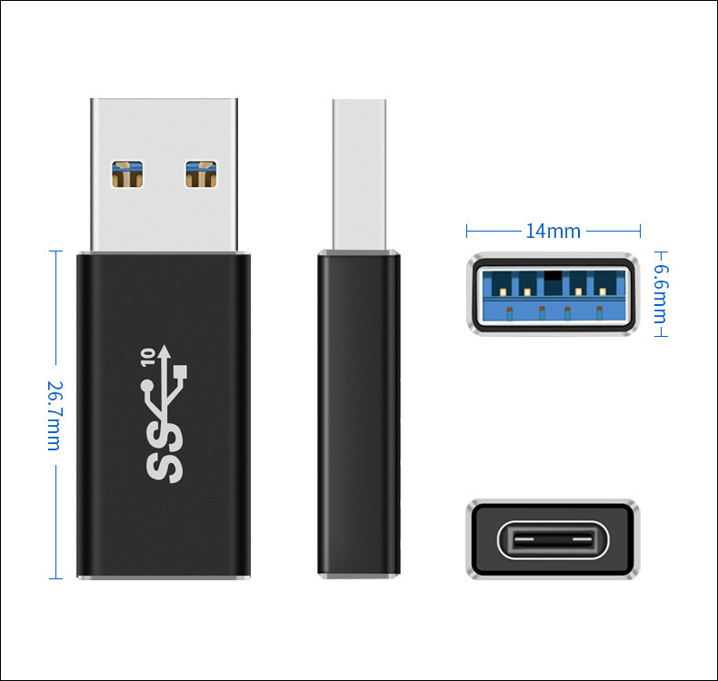 AM-CF Double-Sided USB Male to C Female Adapter - High-Speed Data Transfer & Charging Cable - Image 2