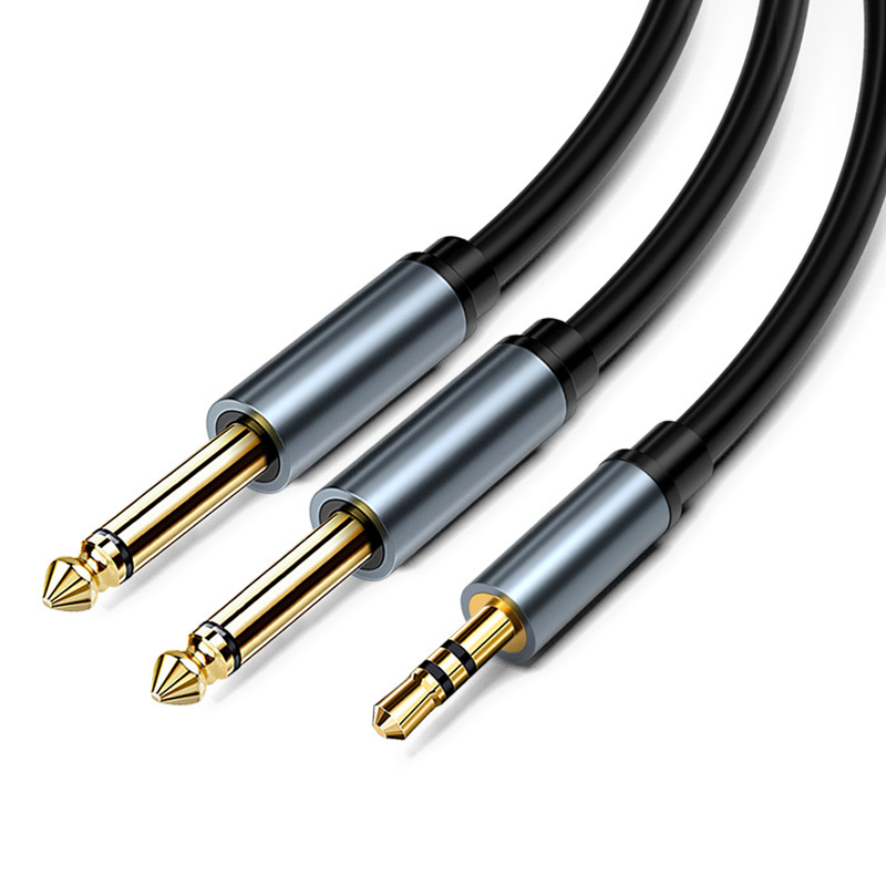 3.5mm to 6.5mm Audio Cable - Male-to-Male; Dual-Core for Computer, Mobile, Mixer, Power Amplifier - Versatile Connection