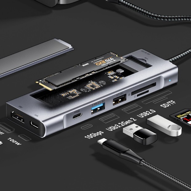 6-in-1 USB Type-C Docking Station & 8-in-1 Hard Disk Box - Multi-Port Hub for Enhanced Connectivity
