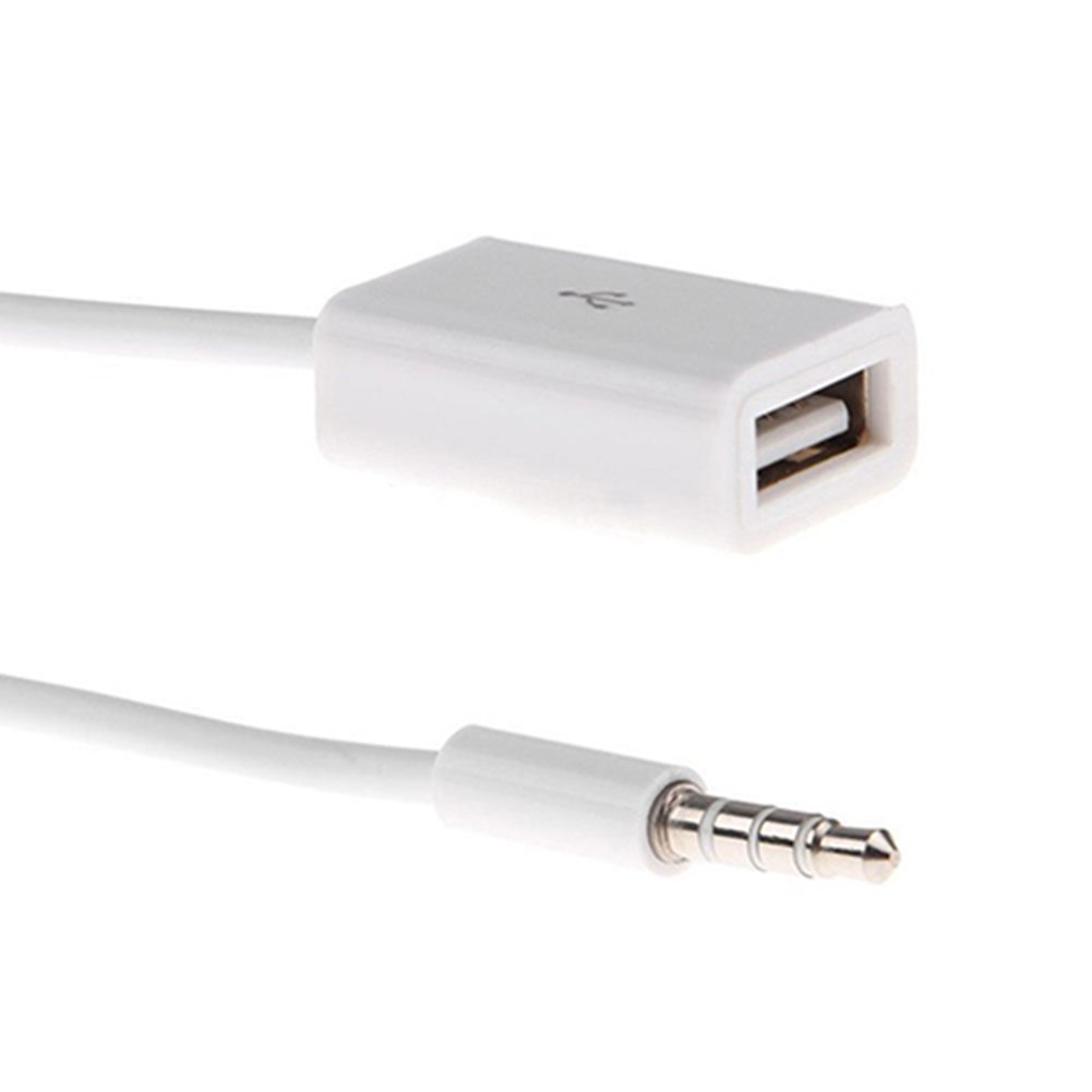 Stylish White 3.5mm Male AUX to USB 2.0 Female Adapter - High-Quality Audio Connector - Image 2