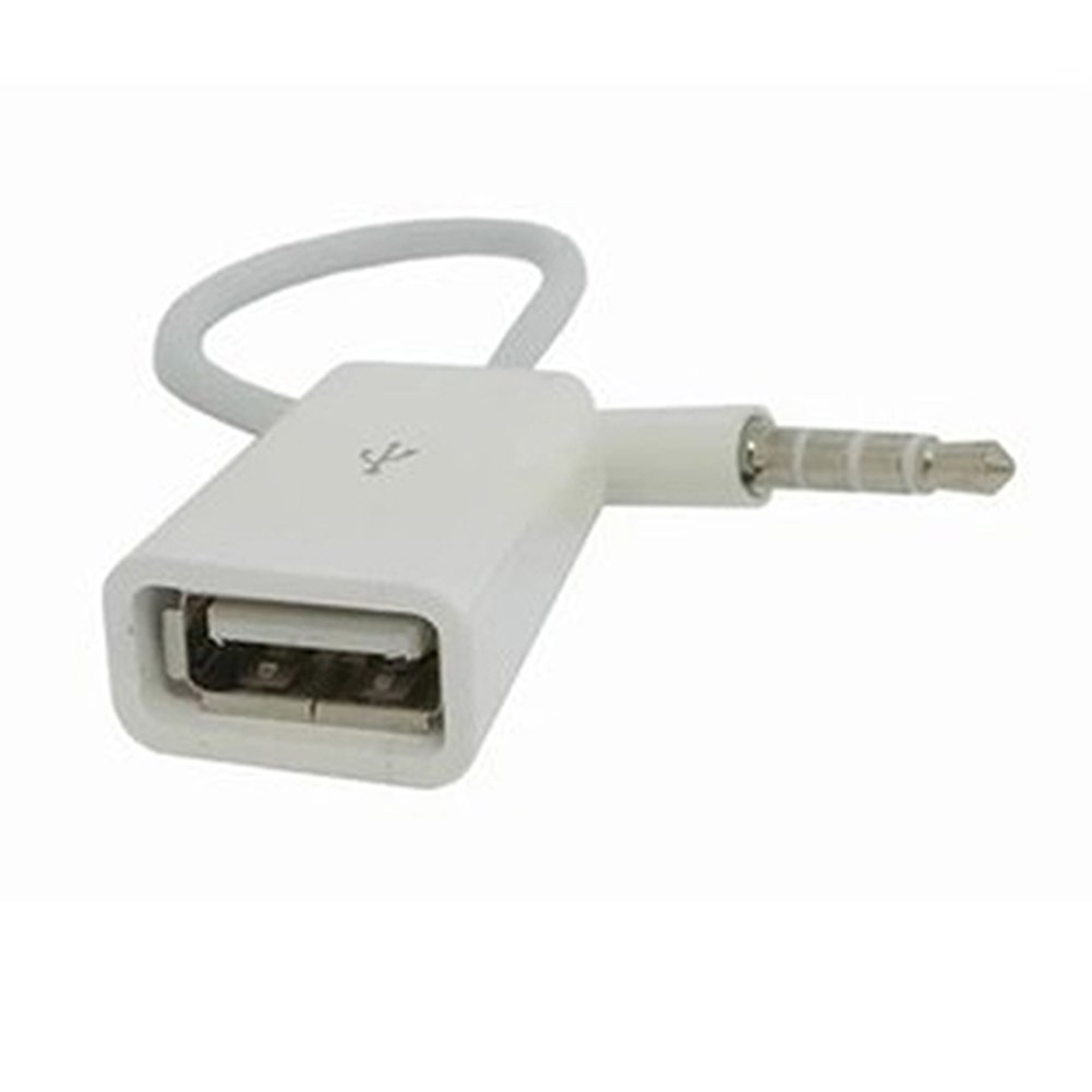 Stylish White 3.5mm Male AUX to USB 2.0 Female Adapter - High-Quality Audio Connector - Image 3