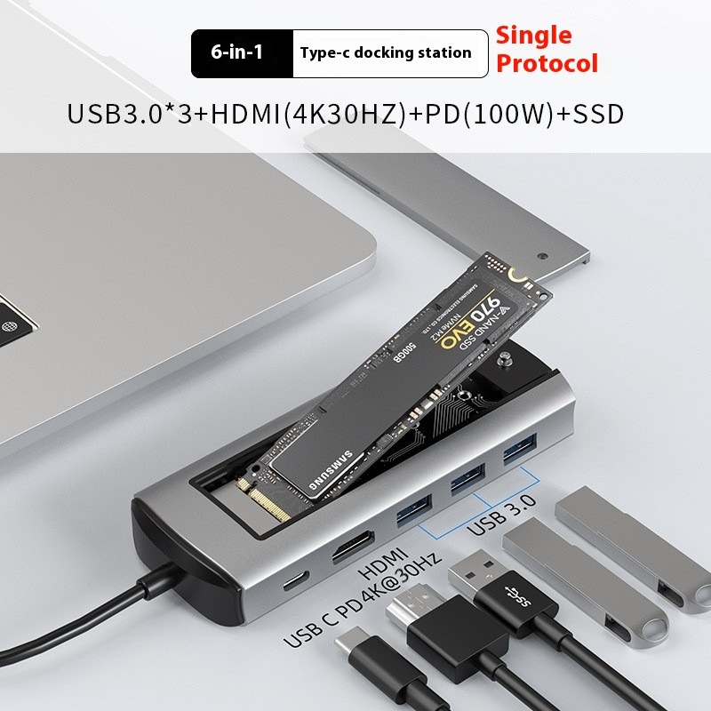 6-in-1 USB Type-C Docking Station & 8-in-1 Hard Disk Box - Multi-Port Hub for Enhanced Connectivity - Image 6